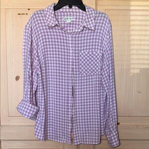 Ava & Viv Lavender Gingham Button-Up Blouse